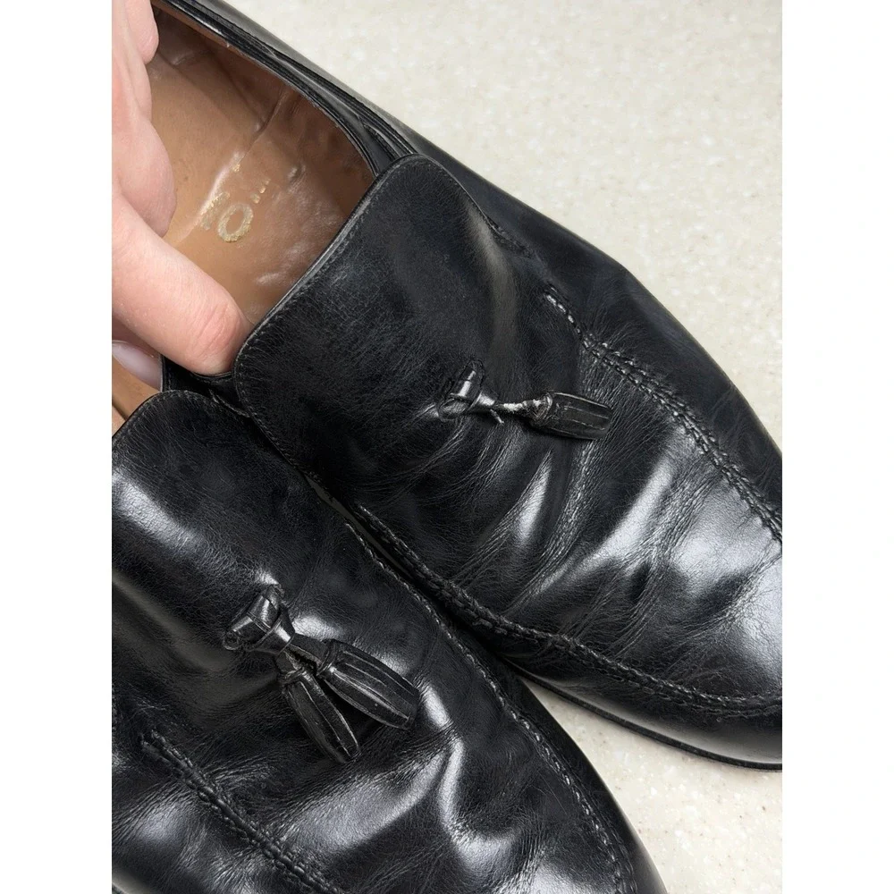 Salvatore Ferragamo Tassel Kiltie Loafers Men's 9 D Leather Dress Shoes